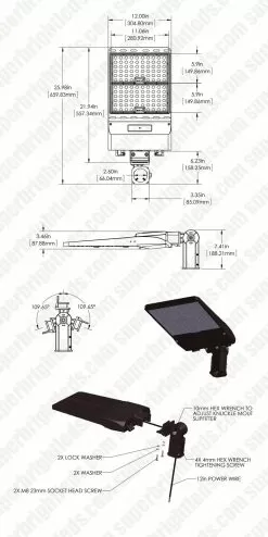 300W LED Parking Lot Area Light With Knuckle Slipfitter Mount - 42,000 Lumens - 1,000W MH Equivalent - 5000K 21 300W LED Parking Lot Area Light With Knuckle Slipfitter Mount - 42,000 Lumens - 1,000W MH Equivalent - 5000K -Lighting Decoration Store dims drawings sf ald 30w0
