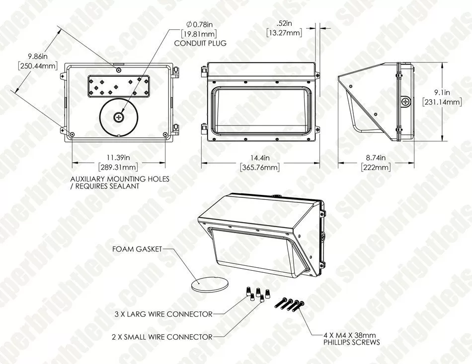 40W LED Wall Pack - 175W Metal Halide Equivalent - White - Glass Lens - 4000 Lumens - 5000K - Cool White With White Finish 8 40W LED Wall Pack - 175W Metal Halide Equivalent - White - Glass Lens - 4000 Lumens - 5000K - Cool White With White Finish - Image 8