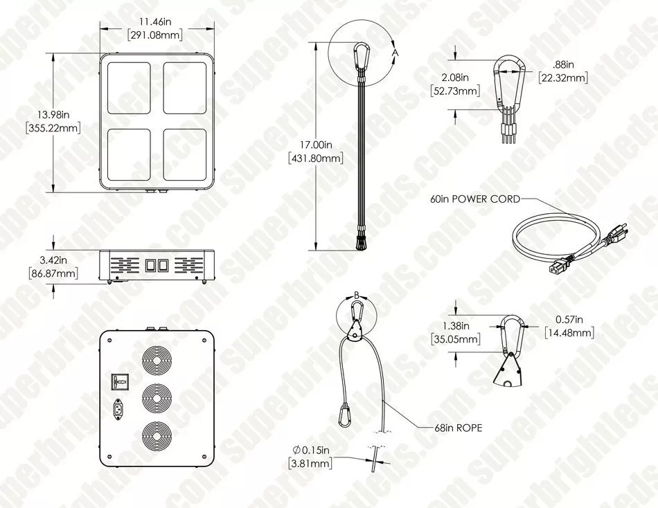 260W Full-Spectrum LED Grow Light - 12-Band Multi Spectrum - Selectable Vegetation And Bloom Switches - GLR-260W12F-VBD 11 260W Full-Spectrum LED Grow Light - 12-Band Multi Spectrum - Selectable Vegetation And Bloom Switches - GLR-260W12F-VBD - Image 11