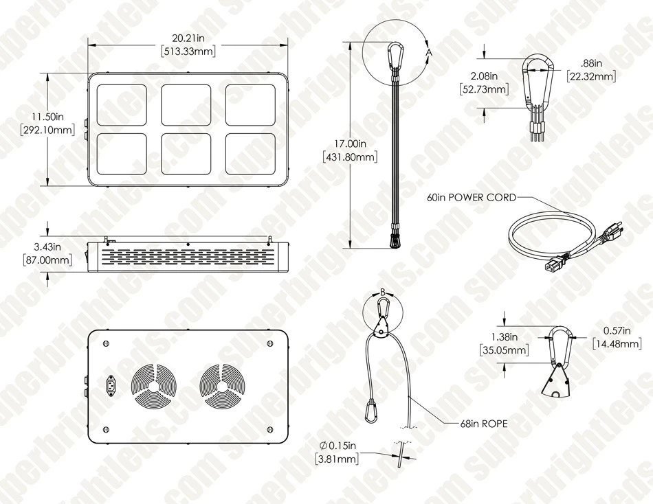 390W Full-Spectrum LED Grow Light - 12-Band Multi Spectrum - Selectable Vegetation And Bloom Switches - GLR-390W12F-VBD 9 390W Full-Spectrum LED Grow Light - 12-Band Multi Spectrum - Selectable Vegetation And Bloom Switches - GLR-390W12F-VBD - Image 9