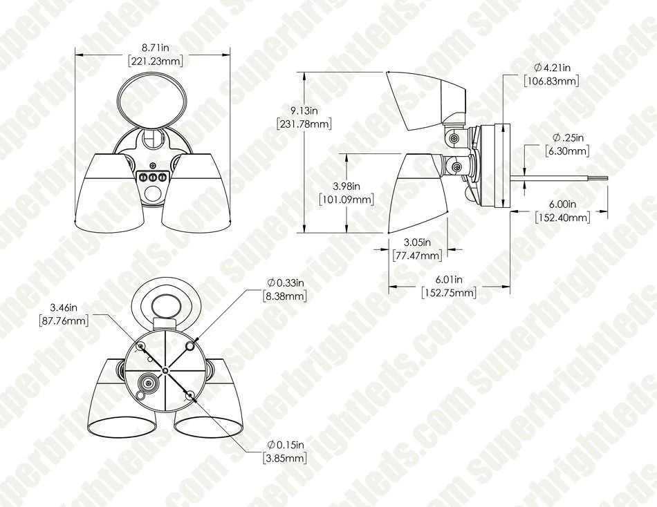 30W Integrated LED Motion Sensor Light - 2,700 Lumens - Adjustable 3 Head Security Light - 4000K - Natural White With Bronze Finish 12 30W Integrated LED Motion Sensor Light - 2,700 Lumens - Adjustable 3 Head Security Light - 4000K - Natural White With Bronze Finish - Image 12