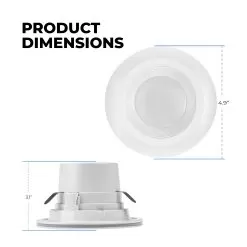 ETi 4" Selectable CCT LED Recessed Downlight With Nightlight Trim - 10W Retrofit Ceiling Light - Dimmable - 625 Lumens -Lighting Decoration Store dl 4 625 907 sv d dimensions