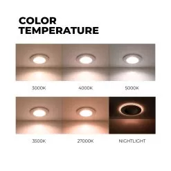 ETi 6" Selectable CCT LED Recessed Downlight With Nightlight Trim - 10W Retrofit Ceiling Light - Dimmable - 670 Lumens -Lighting Decoration Store dl 4 625 907 sv d temperature