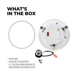 ETi 4" Selectable CCT LED Recessed Downlight With Nightlight Trim - 10W Retrofit Ceiling Light - Dimmable - 625 Lumens -Lighting Decoration Store dl 4 625 907 sv d whats in the box