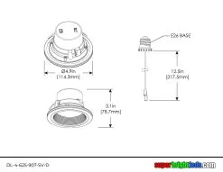 ETi 4" Selectable CCT LED Recessed Downlight With Nightlight Trim - 10W Retrofit Ceiling Light - Dimmable - 625 Lumens -Lighting Decoration Store dl 4 625 907 sv d dim drawing