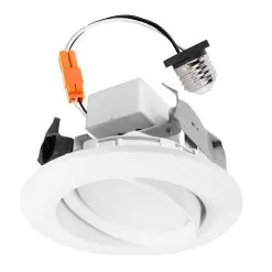 LED Recessed Lighting Kit For 4" Cans - Retrofit LED Downlight W/ Gimbal Trim - 60 Watt Equivalent - Dimmable - 670 Lumens - Natural White