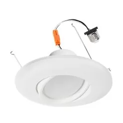LED Recessed Lighting Kit For 5" To 6" Cans - Retrofit LED Downlight W/ Gimbal Trim - 75 Watt Equivalent - Dimmable - 1000 Lumens