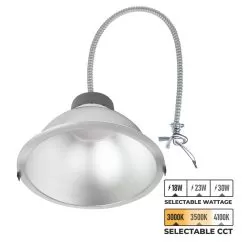 TCP LED 12" Selectable Commercial Recessed Downlight - Selectable CCT And Wattage - Dimmable - Diffuser Version - Up To 3,390 Lumens