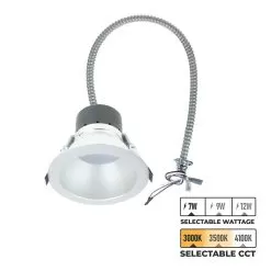 TCP LED 4" Selectable Commercial Recessed Downlight - Selectable CCT And Wattage - Dimmable - Diffuser Version - Up To 1,200 Lumens