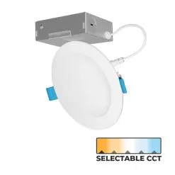 6" Ultra Slim LED Recessed Downlight - Selectable CCT - Canless - 1,000 Lumens - 2700K / 3000K / 3500K / 4000K / 5000K