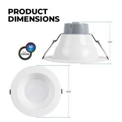 LED 8” Commercial Downlight - Selectable CCT - Selectable Wattage - Canless - Up To 2,112 Lumens -Lighting Decoration Store dlc8c 22w103swej product dims