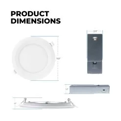 ETi 6" Low Profile Selectable CCT LED Downlight With Nightlight Trim - 15W Canless Downlight - Dimmable - 900 Lumens -Lighting Decoration Store dllp 6in 900lm 9 5cp sv td dimensions 2