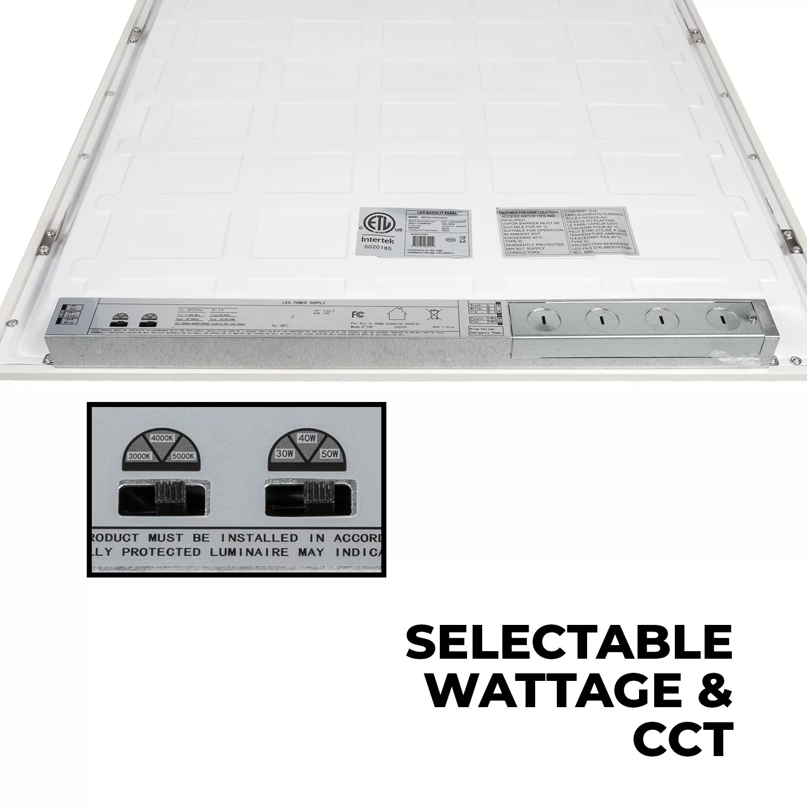 Euri Lighting 2x4 LED Flat Light Panel 2-Pack - Selectable Wattage And CCT - Dimmable - Up To 6,500 Lumens - 30W / 40W / 50W - 3000K / 4000K / 5000K 4 Euri Lighting 2x4 LED Flat Light Panel 2-Pack - Selectable Wattage And CCT - Dimmable - Up To 6,500 Lumens - 30W / 40W / 50W - 3000K / 4000K / 5000K - Image 4