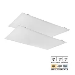 Euri Lighting 2x4 LED Flat Light Panel 2-Pack - Selectable Wattage And CCT - Dimmable - Up To 6,500 Lumens - 30W / 40W / 50W - 3000K / 4000K / 5000K