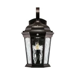 Euri Lighting LED Flicker Flame Water Glass Porch Light - Motion Sensor And Dusk To Dawn Photocell - White -Lighting Decoration Store efl 130w md front view 1