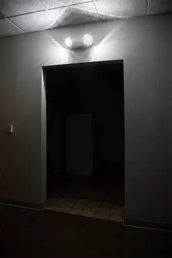 Black Dual-Head LED Emergency Light With Battery Backup - Adjustable Light Heads 12 Black Dual-Head LED Emergency Light With Battery Backup - Adjustable Light Heads -Lighting Decoration Store el sb installed above break room on