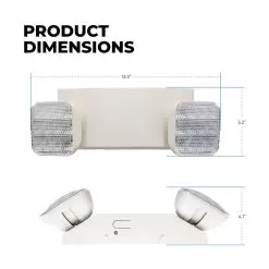 LED Dual-Head Emergency Light - Adjustable Light Heads - White -Lighting Decoration Store el3 sw dimensions