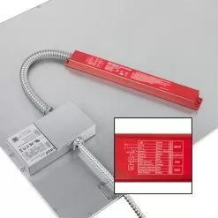 Emergency Battery Backup Inverter - 8W - 100-347V Input - 170 VDC Output -Lighting Decoration Store emh 08170 hy installed on light panel w label