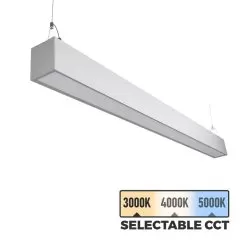 50W LED Linear Fixture - 4ft Up / Down Light - Linkable - Selectable CCT - 6,500 Lumens - Silver Finish