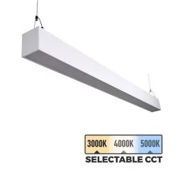 50W LED Linear Fixture - 4ft Up / Down Light - Linkable - Selectable CCT - 6,500 Lumens - White Finish