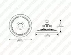 Euri Lighting 150W UFO LED High Bay - 21,750 Lumens - 400W MH Equivalent - 5000K -Lighting Decoration Store euhb 150w2050 dim drawing