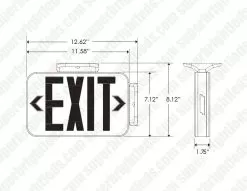 MaxLite Exit Light - Emergency Battery Backup - Red -Lighting Decoration Store ex rwrc dim drawing