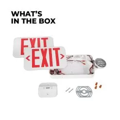 MaxLite Combination Emergency Exit Light - Emergency Battery Backup - Adjustable Light Heads - Red -Lighting Decoration Store exc rwrc whats in the box