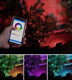 10W Smart LED Flood Light Fixture - MiLight / MiBoxer RGB+Tunable White - 120V - Up To 900 Lumens -Lighting Decoration Store fl rgbcct 10w xv rgb on in garden sceen revised