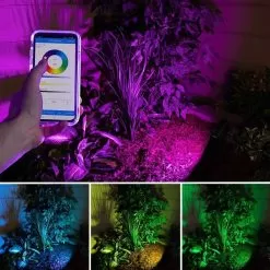 60W Smart LED Flood Light Fixture - MiLight / MiBoxer RGB+Tunable White - 120V - 6000 Lumens -Lighting Decoration Store fl rgbcct 60w 120v rgb on in garden revised