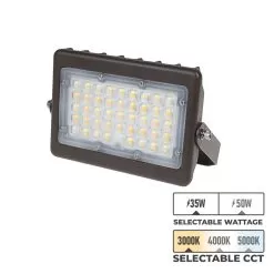 LED Flood Light - CCT And Wattage Selectable - Bypassable Photocell - Yoke Mount - Up To 7,250 Lumens - 35W / 50W - 3000K / 4000K / 5000K