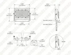 LED Flood Light - CCT And Wattage Selectable - Bypassable Photocell - Yoke Mount - Up To 11,600 Lumens - 60W / 70W / 80W - 3000K / 4000K / 5000K 13 LED Flood Light - CCT And Wattage Selectable - Bypassable Photocell - Yoke Mount - Up To 11,600 Lumens - 60W / 70W / 80W - 3000K / 4000K / 5000K -Lighting Decoration Store flcct2 sw3b sp80 bh8bru dim drawings