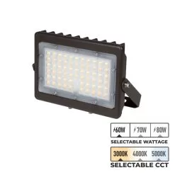 LED Flood Light - CCT And Wattage Selectable - Bypassable Photocell - Yoke Mount - Up To 11,600 Lumens - 60W / 70W / 80W - 3000K / 4000K / 5000K