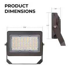 LED Flood Light - CCT And Wattage Selectable - Bypassable Photocell - Yoke Mount - Up To 4,350 Lumens - 20W / 30W - 3000K / 4000K / 5000K -Lighting Decoration Store flcct2 sw3b sp 30 50 bh8bru dims v1