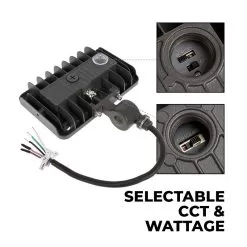 LED Flood Light - Selectable CCT - Selectable Wattage - Knuckle Mount - 150W MH Equivalent - Up To 7,800 Lumens - 40W / 50W / 60W - 3000K / 4000K / 5000K -Lighting Decoration Store flckm2 sw3b60 brk back cct watt