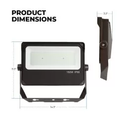 150W LED Flood Light With Yoke Mount - 21,750 Lumens - 400W MH Equivalent - 5000K -Lighting Decoration Store flcu x1 50k150 sv profile dims