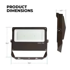 200W LED Flood Light With Yoke Mount - 29,000 Lumens - 1000W MH Equivalent - 5000K -Lighting Decoration Store flcu x1 50k200 sv profile dims