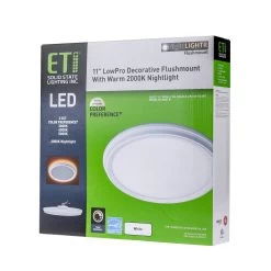 ETi 11" SnapFit Low Profile Selectable CCT LED Downlight With Nightlight Trim - 14W Flush Mount Ceiling Light - Dimmable - 900 Lumens 16 ETi 11" SnapFit Low Profile Selectable CCT LED Downlight With Nightlight Trim - 14W Flush Mount Ceiling Light - Dimmable - 900 Lumens -Lighting Decoration Store fmnl 11in 900lm 8 cp3 sv td wt box