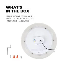 ETi 11" SnapFit Low Profile Selectable CCT LED Downlight With Nightlight Trim - 14W Flush Mount Ceiling Light - Dimmable - 900 Lumens 11 ETi 11" SnapFit Low Profile Selectable CCT LED Downlight With Nightlight Trim - 14W Flush Mount Ceiling Light - Dimmable - 900 Lumens -Lighting Decoration Store fmnl 11in 900lm 8 cp3 sv td wt whats in the box