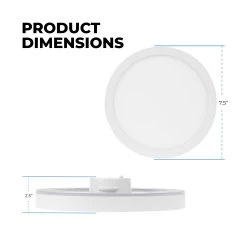 ETi 7.5" TwistFit Low Profile Selectable CCT LED Downlight With Nightlight Trim - 12W Flush Mount Ceiling Light - Dimmable - 800 Lumens -Lighting Decoration Store fmnl 7.5in 800lm 8 cp3 sv td wt product dimensions