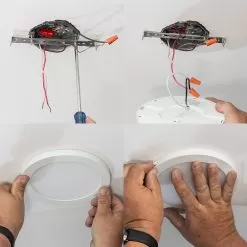 TCP 7" LED Slim Flush Mount Fixture - Matte Black Trim Ring - 15W - Selectable CCT - Dimmable - Up To 1,080 Lumens -Lighting Decoration Store fmr07cct bar bracket install 1