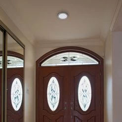 TCP 7" LED Slim Flush Mount Fixture - Satin Nickel Trim Ring - 15W - Selectable CCT - Dimmable - Up To 1,080 Lumens -Lighting Decoration Store fmr07cct sn app1