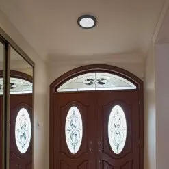 TCP 9" LED Slim Flush Mount Fixture - Matte Black Trim Ring - 18W - Selectable CCT - Dimmable - Up To 1,370 Lumens -Lighting Decoration Store fmr09cct bk app1