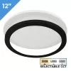 TCP 12" LED Slim Flush Mount Fixture - Matte Black Trim Ring - 24W - Selectable CCT - Dimmable - Up To 2,040 Lumens