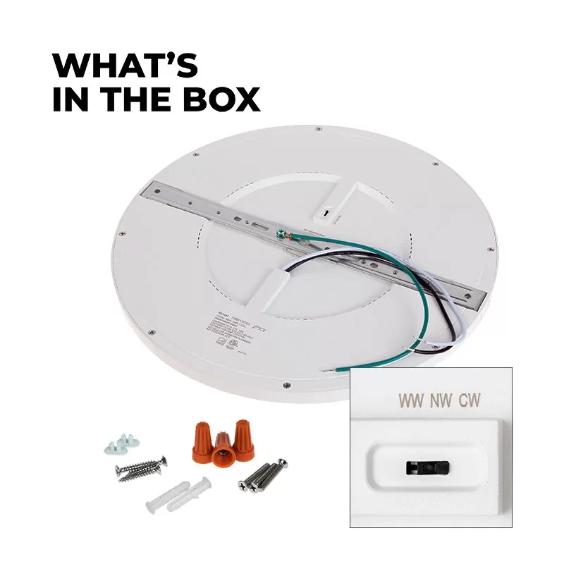 TCP 12" LED Slim Flush Mount Fixture - Matte Black Trim Ring - 24W - Selectable CCT - Dimmable - Up To 2,040 Lumens 2 TCP 12" LED Slim Flush Mount Fixture - Matte Black Trim Ring - 24W - Selectable CCT - Dimmable - Up To 2,040 Lumens - Image 2