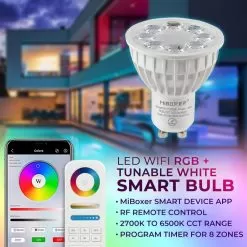 GU10 MiBoxer RGB+Tunable White Smart LED Bulb - Hubless - 4W - 35W Equivalent - 280 Lumens - Optional RF Remote -Lighting Decoration Store fut103 milight wi fi smart led bulb1