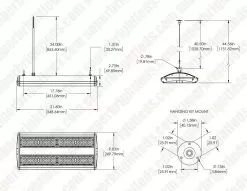 160W 2ft LED NSF Certified Linear High Bay Washdown Light Fixture - 24,000 Lumens - 5000K -Lighting Decoration Store fy hb 600c 160w dimdrawings 1