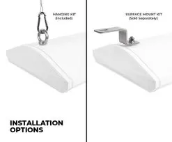 160W 2ft LED NSF Certified Linear High Bay Washdown Light Fixture - 24,000 Lumens - 5000K -Lighting Decoration Store fy hb 600c 160wnc l50k336d623 mounting options v1 1