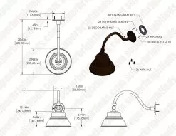10" LED Gooseneck Barn Light - Swivel Head - 25W - 2000 Lumens -Lighting Decoration Store gbl 50k25 br assembly