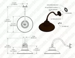 14" LED Gooseneck Barn Light - Swivel Head - 42W - 4000 Lumens - Natural White -Lighting Decoration Store gbl 50k42 b2 assembly