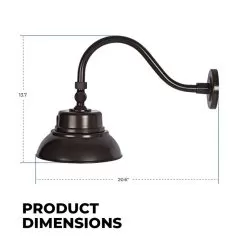 10" LED Gooseneck Barn Light - Swivel Head - 25W - 2000 Lumens -Lighting Decoration Store gbl xk25 br profile dims